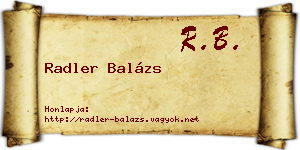 Radler Balázs névjegykártya