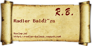 Radler Balázs névjegykártya